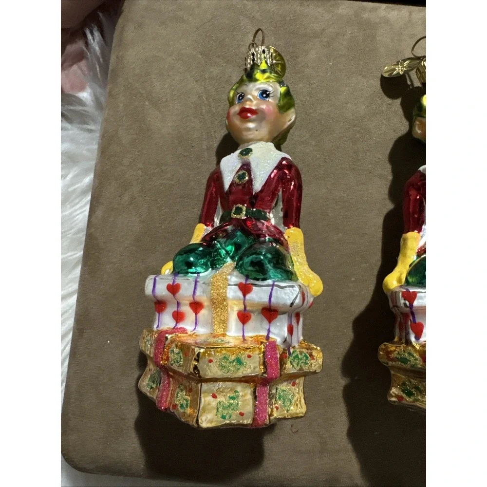 christopher radko lot of 2 Mary Mischief elf christmas ornaments VNTG 2000 w box